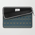 Art Deco Abstract Navy Blue & Gold Pattern Laptop Sleeve Gallery Image 2