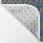 Art Deco Abstract Navy Blue & Gold Pattern Bath Mat Gallery Image 2