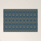 Art Deco Abstract Navy Blue & Gold Pattern Welcome Mat Gallery Image 1