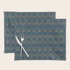 Art Deco Abstract Navy Blue & Gold Pattern Placemat Gallery Image 1