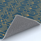 Art Deco Abstract Navy Blue & Gold Pattern Rug Gallery Image 4