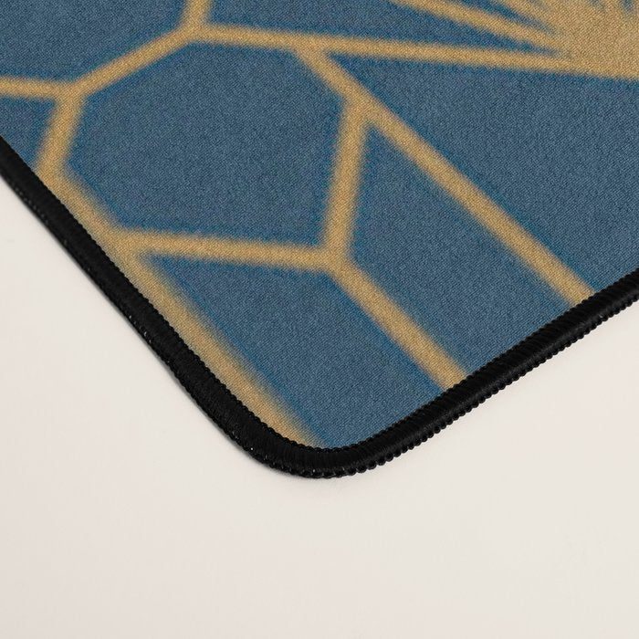 Art Deco Abstract Navy Blue & Gold Pattern Desk Mat Gallery Image 4