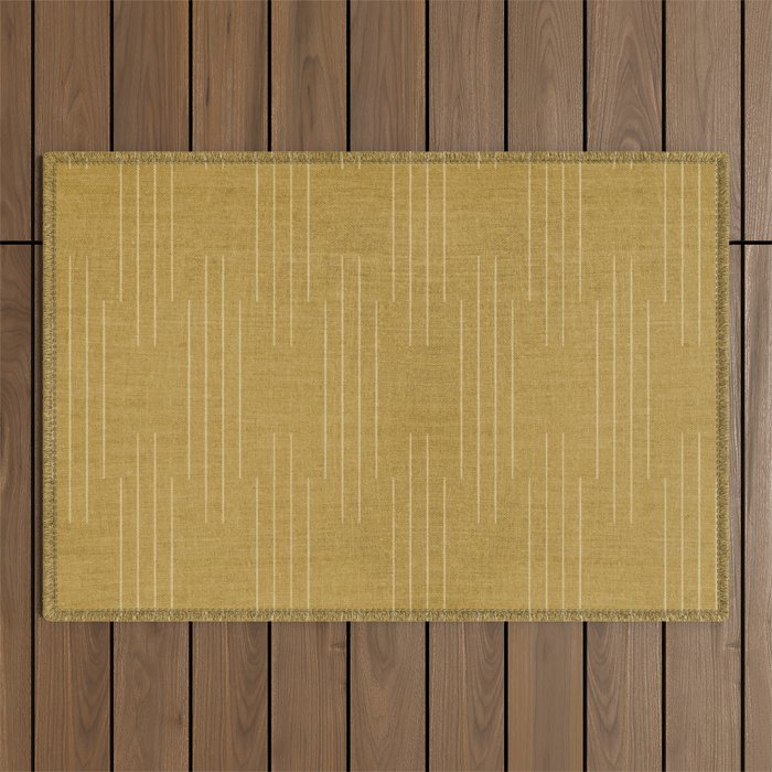 Minimalist, Boho, Line Art in Yellow Outdoor Rug Gallery Image 1