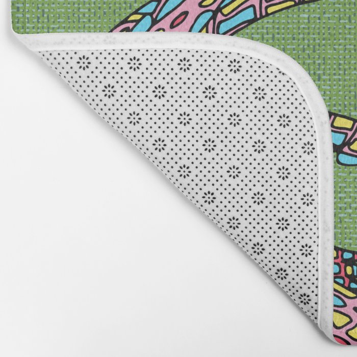Crocodiles (Textured Green and Pink) Bath Mat Gallery Image 2