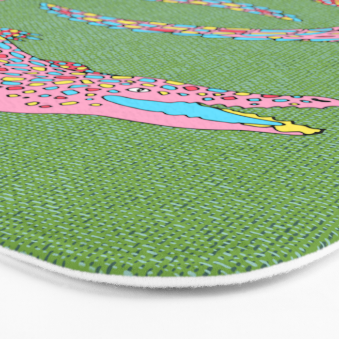 Crocodiles (Textured Green and Pink) Bath Mat Gallery Image 3