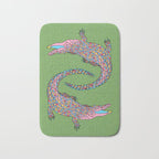 Crocodiles (Textured Green and Pink) Bath Mat Gallery Image 1