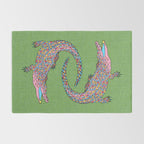 Crocodiles (Textured Green and Pink) Rug Gallery Image 2