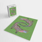 Crocodiles (Textured Green and Pink) Jigsaw Puzzle Gallery Image 2