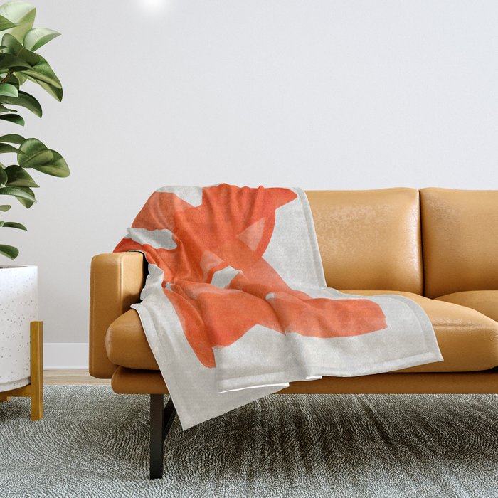 Mid Century Modern Abstract Painting Orange Watercolor Brush Strokes Throw Blanket Gallery Image 1