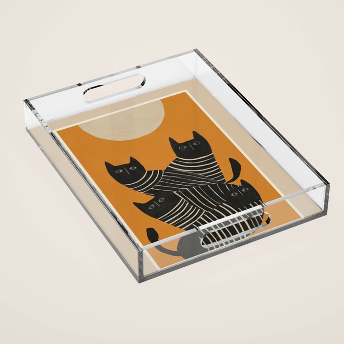 Abstract Black Cats Acrylic Tray Gallery Image 1