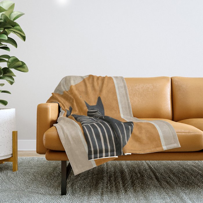 Abstract Black Cats Throw Blanket Gallery Image 1