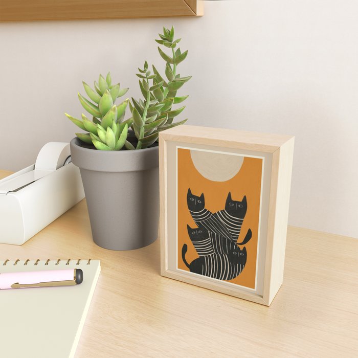 Abstract Black Cats Mini Art Print Gallery Image 2
