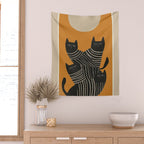 Abstract Black Cats Wall Tapestry Gallery Image 2