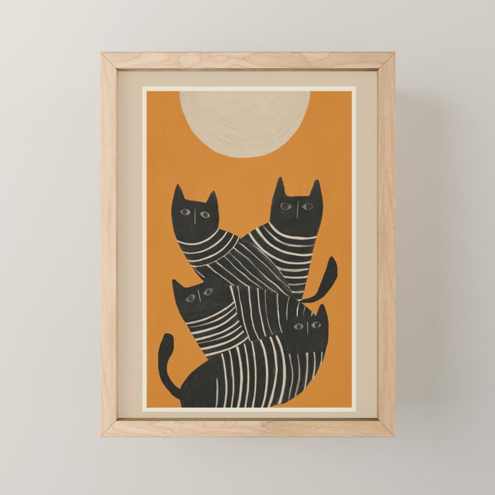 Abstract Black Cats Mini Art Print