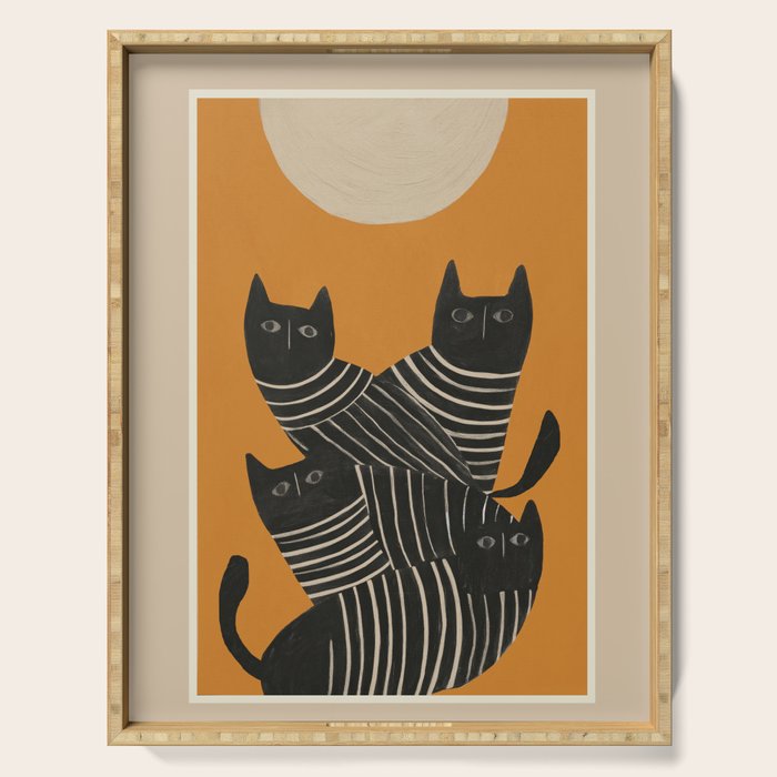 Abstract Black Cats Serving Tray Gallery Image 1