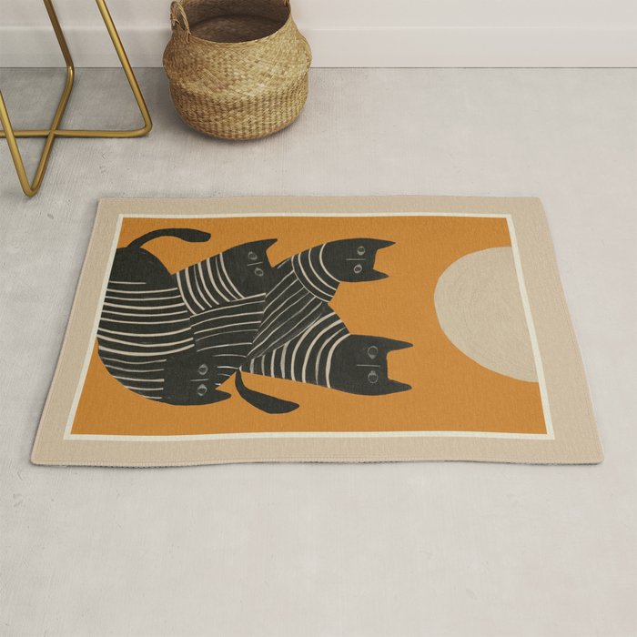 Abstract Black Cats Rug Gallery Image 1