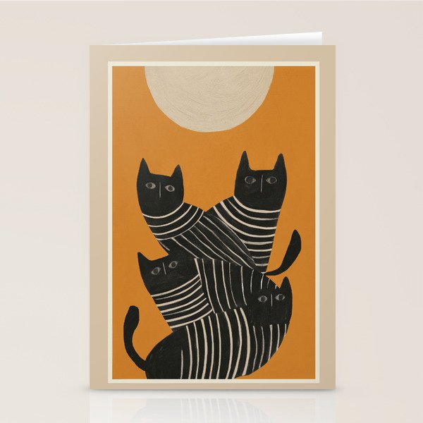 Abstract Black Cats Stationery Card Gallery Image 1