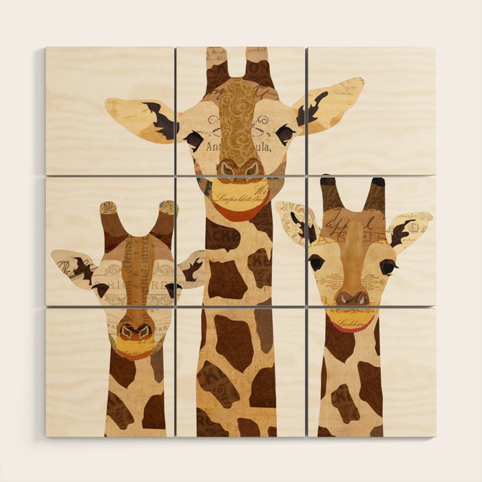Giraffe Collage Wood Wall Art Gallery Image 1