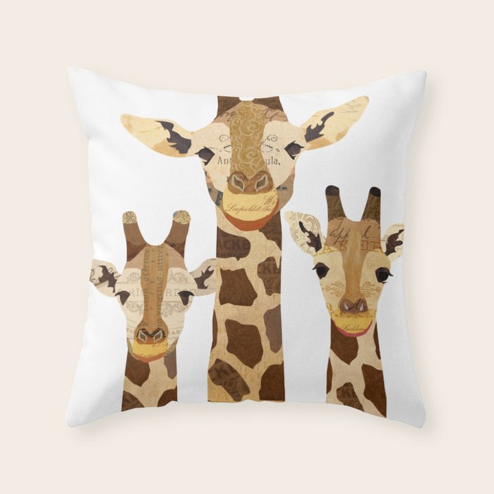 Giraffe Collage Throw Pillow Gallery Image 6