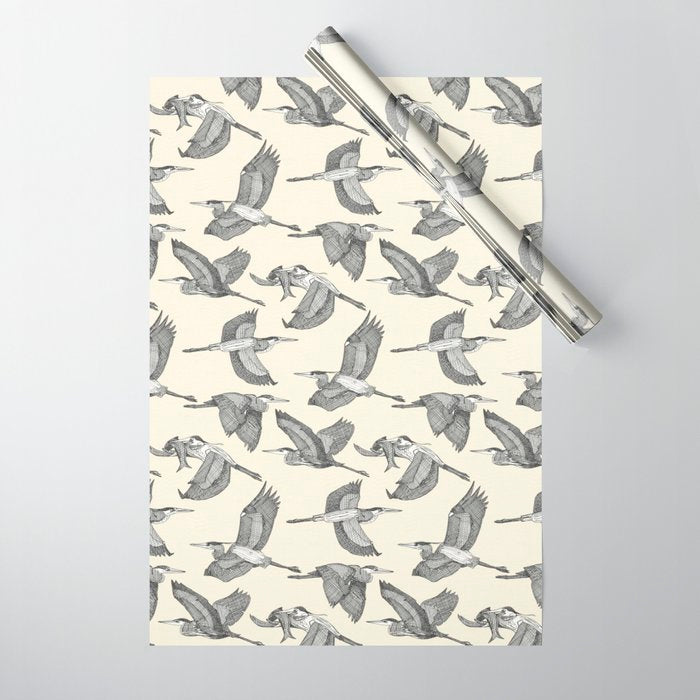 great blue herons pearl Wrapping Paper Gallery Image 1