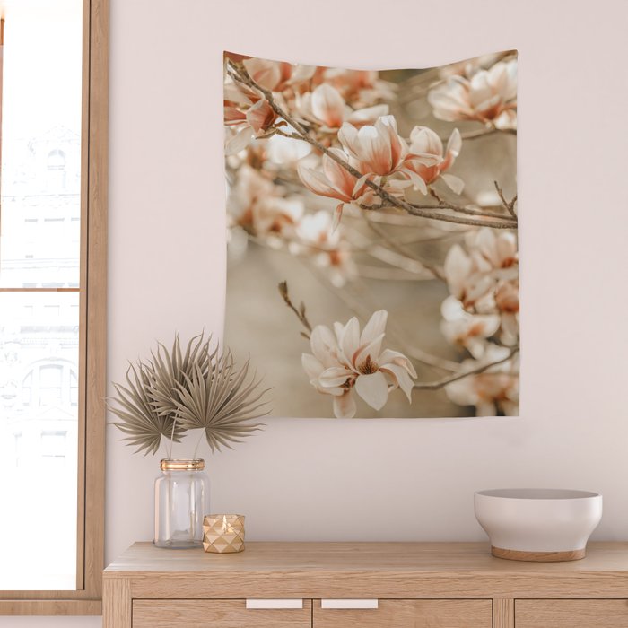 MAGNOLIA PEACH BLOSSOM TREE Wall Tapestry Gallery Image 2