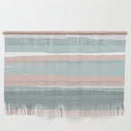 Festive, Abstract, Stripes Pattern, Pink, Green, White Wall Hanging Gallery Image 1