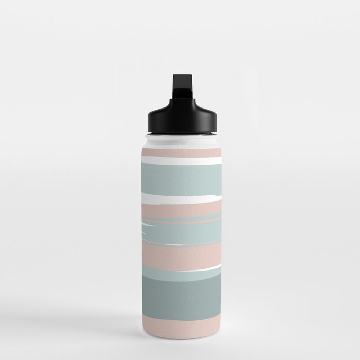 Festive, Abstract, Stripes Pattern, Pink, Green, White Water Bottle Gallery Image 3