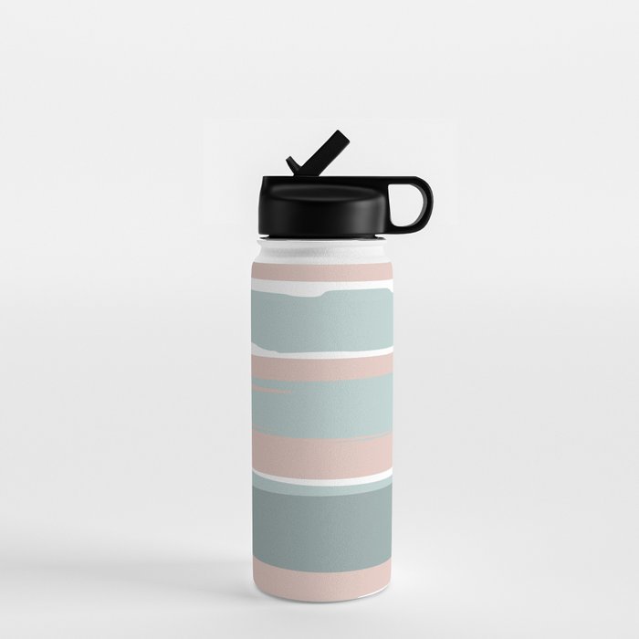 Festive, Abstract, Stripes Pattern, Pink, Green, White Water Bottle Gallery Image 1