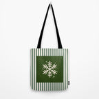Snowflake Green Striped Tote Bag Gallery Image 2