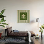 Snowflake Green Striped Wood Wall Art Gallery Image 2