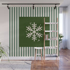 Snowflake Green Striped Wall Mural Gallery Image 1
