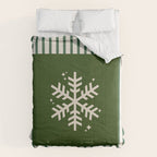Snowflake Green Striped Comforter Gallery Image 6