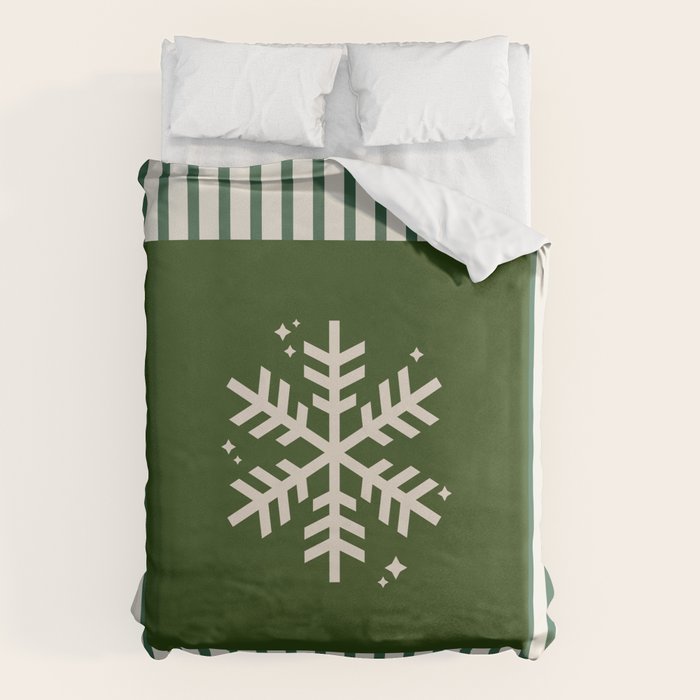 Snowflake Green Striped Duvet Cover Gallery Image 6