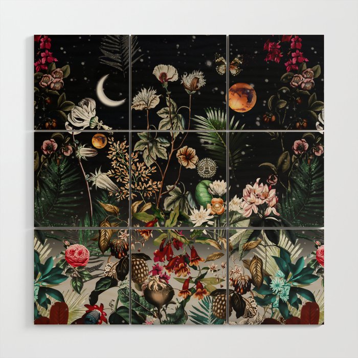 Future Garden Botanical Night Wood Wall Art Gallery Image 1