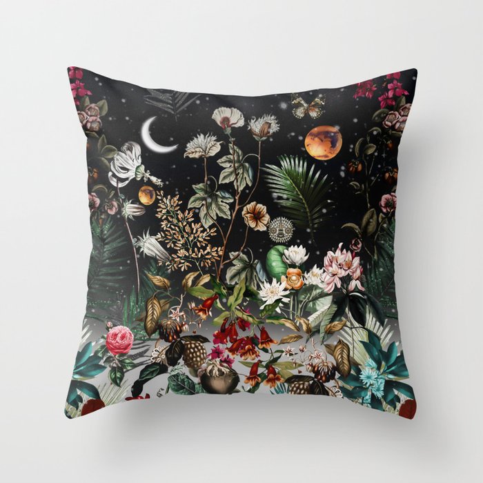 Future Garden Botanical Night Throw Pillow Gallery Image 6