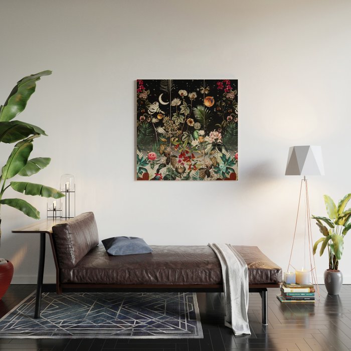 Future Garden Botanical Night Wood Wall Art Gallery Image 2
