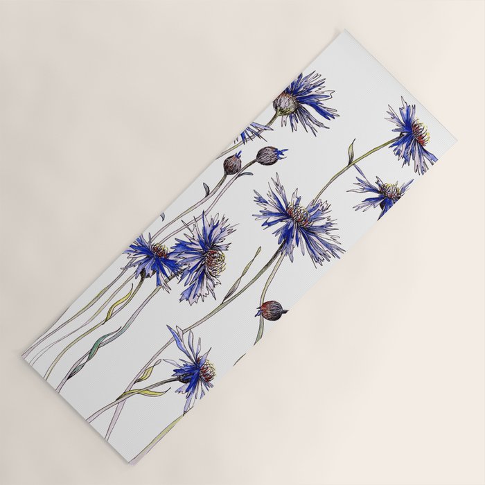 Blue Cornflowers, Illustration Yoga Mat Gallery Image 1