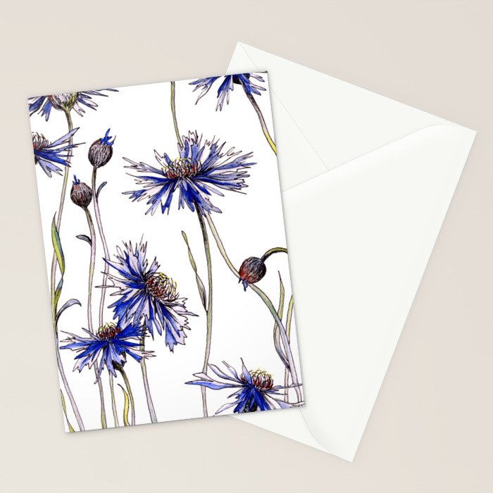 Blue Cornflowers, Illustration Stationery Card Gallery Image 2