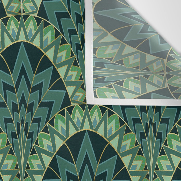 Green Art Deco Papyrus Wall Tapestry Gallery Image 3