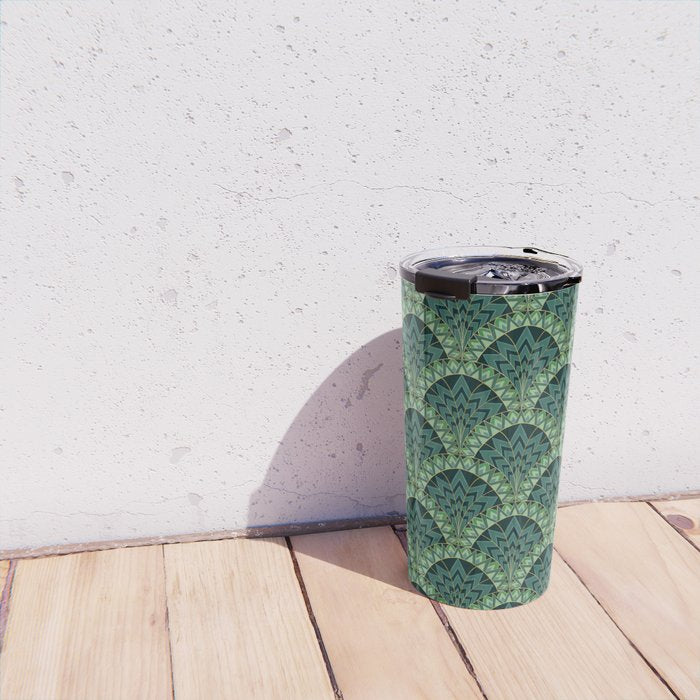Green Art Deco Papyrus Travel Mug Gallery Image 4