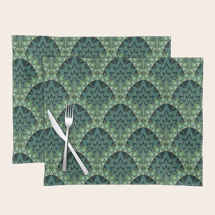 Green Art Deco Papyrus Placemat Gallery Image 1