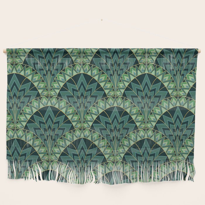 Green Art Deco Papyrus Wall Hanging Gallery Image 1