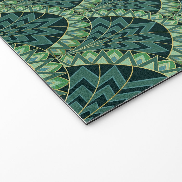 Green Art Deco Papyrus Welcome Mat Gallery Image 2