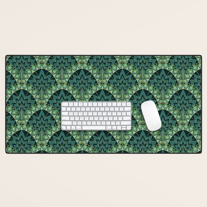 Green Art Deco Papyrus Desk Mat Gallery Image 1