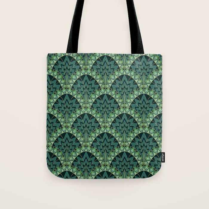 Green Art Deco Papyrus Tote Bag Gallery Image 1