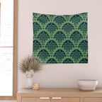 Green Art Deco Papyrus Wall Tapestry Gallery Image 2