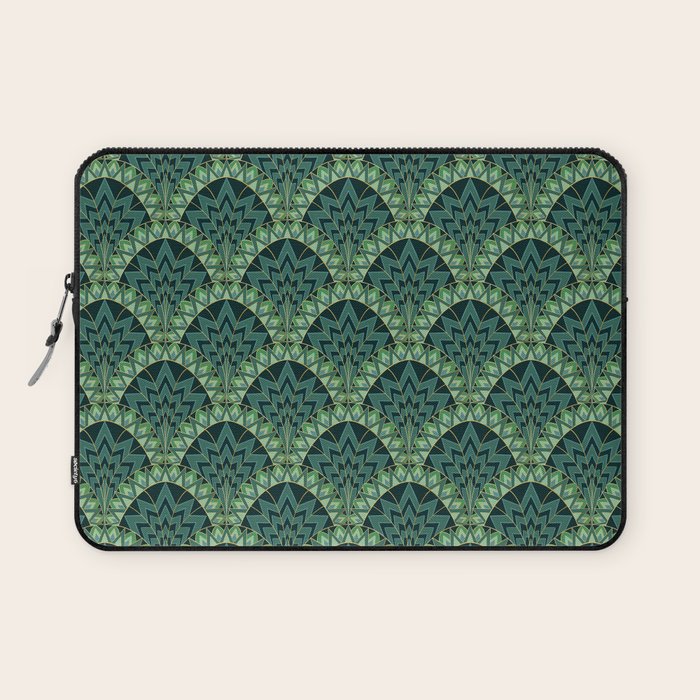 Green Art Deco Papyrus Laptop Sleeve Gallery Image 1