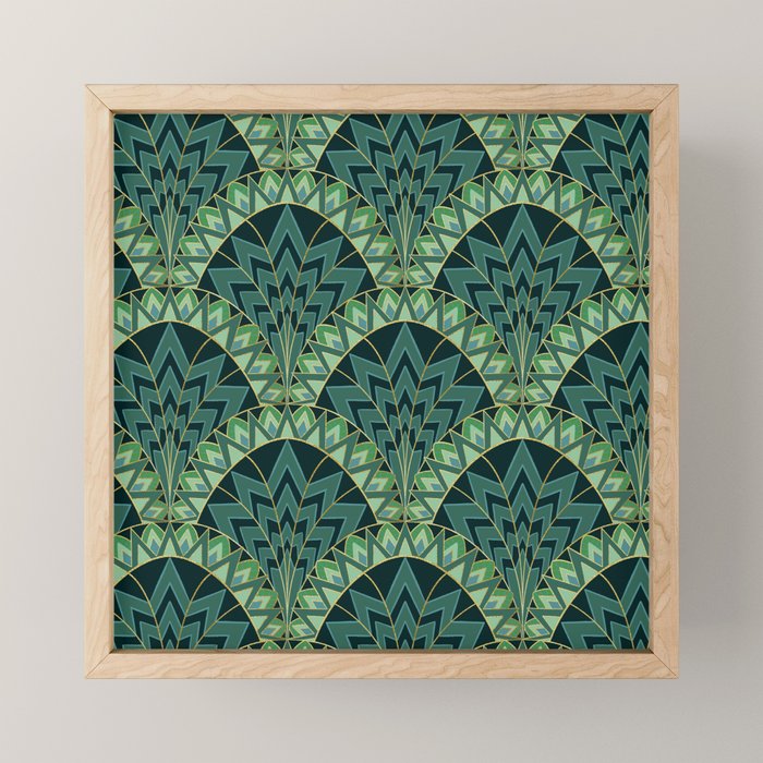 Green Art Deco Papyrus Mini Art Print Gallery Image 1
