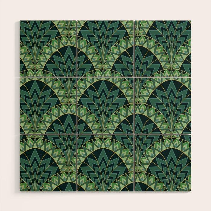 Green Art Deco Papyrus Wood Wall Art Gallery Image 1