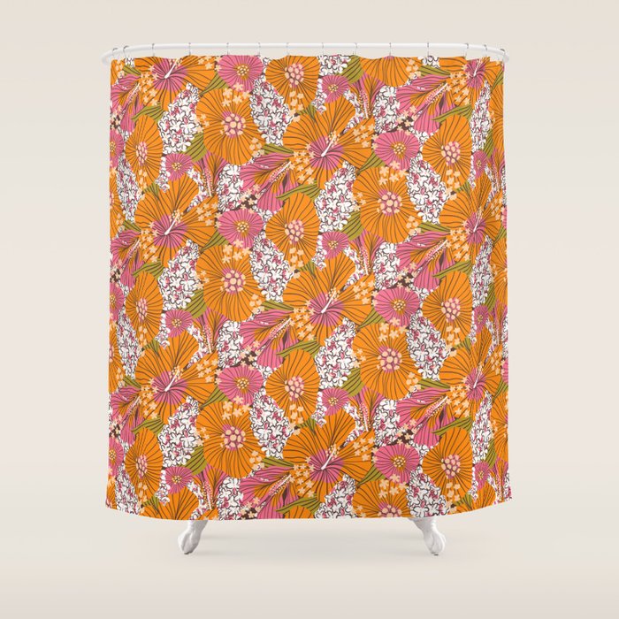 Bold Hibiscus in Retro Eclectic Shower Curtain Gallery Image 1